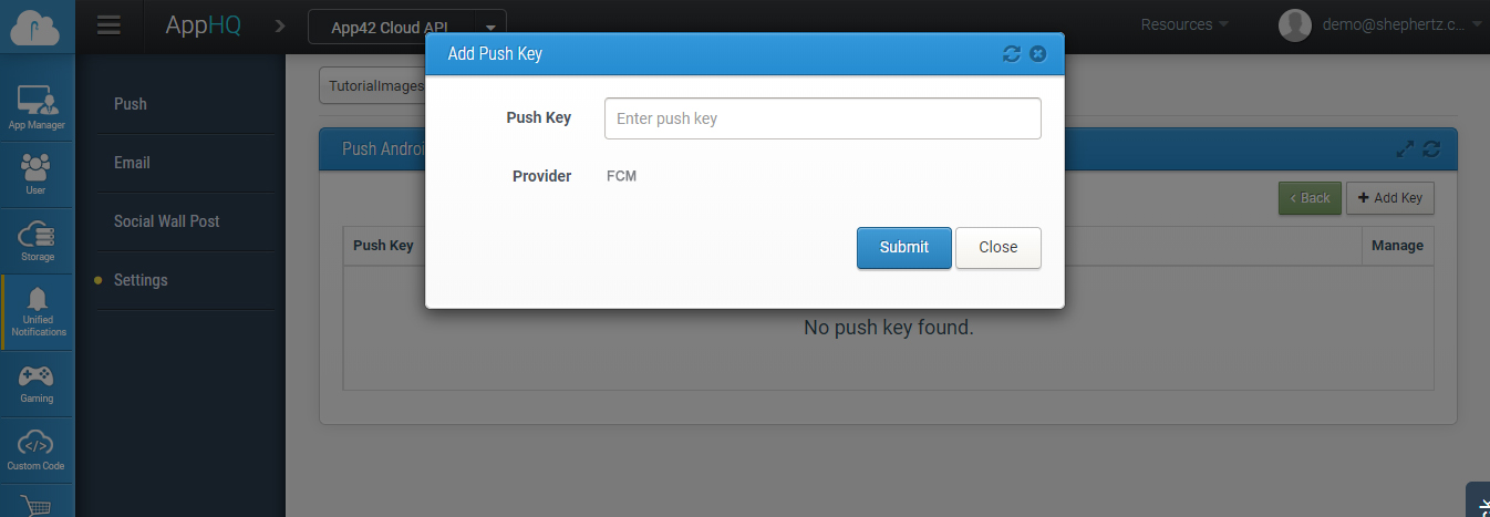 Configuring Android push keys